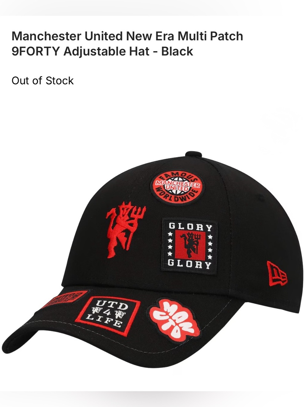 • Manchester United • New Era Multi Patch
9FORTY Adjustable Hat - Black • NWT •